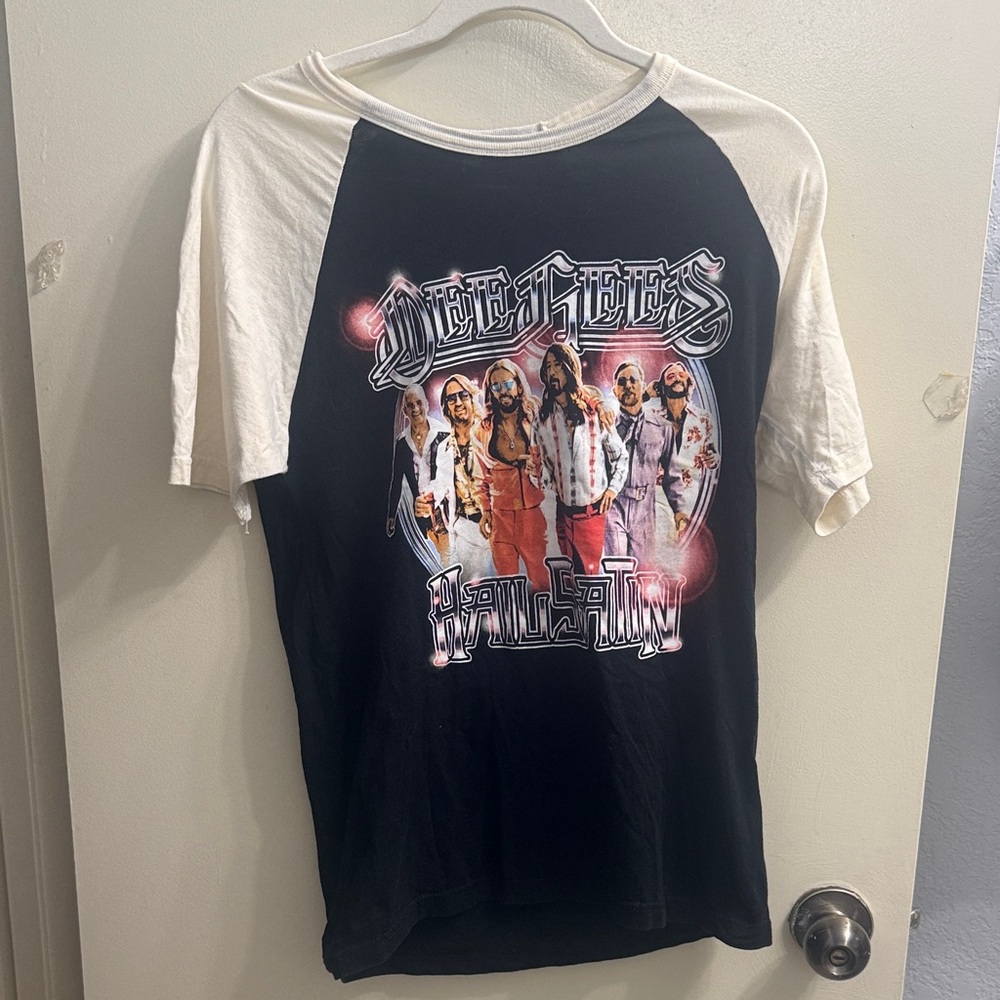 Next Level Apparel Black and Cream Kids Graphic Tee foo fighters Dee Gees